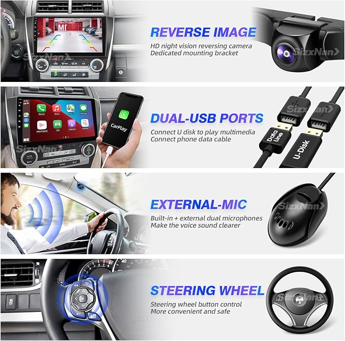 for Camry Android Radio Touch Screen Compatible with Carplay Android Auto,Car Stereo Bluetooth Navigation Media Player GPS WiFi FM/AM Rear Camera Head Unit for Toyota Camry 2012 2013 2014