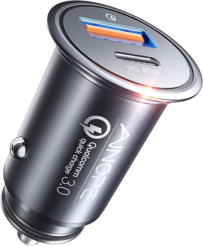 AINOPE 67.5W Super Mini Cigarette Lighter Adapter Car Charger USB C Fast Charging, All Metal PD&QC Type C Car Charger Adapter Outlet Plug Socket for iPhone 17 16 Pro Max 15 14,Samsung S26 S25 Mother's