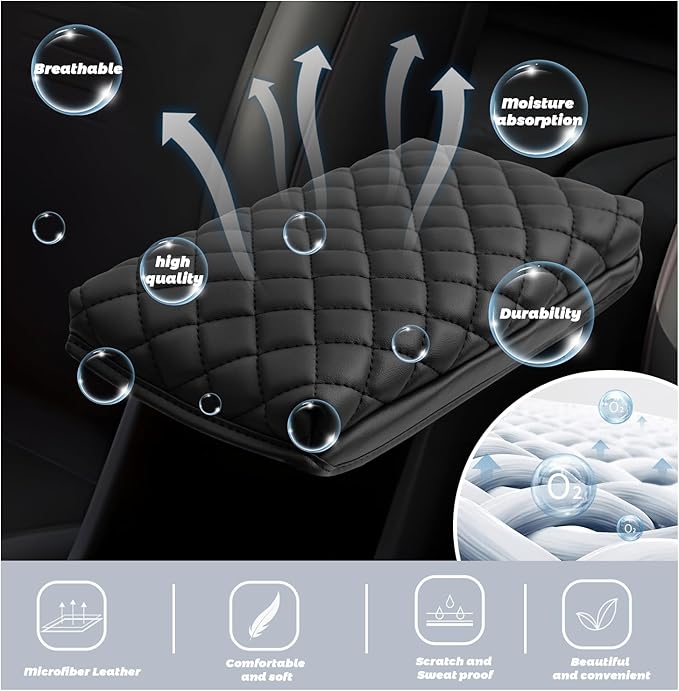 SHAOHAO for 2024 2025 Hyundai Kona Armrest Cover Fit for 2024 2025 Hyundai Kona Accessories SE, SEL, N Line, Limited Center Console Cover 2024 2025 Kona SX2 Arm Rest Cover Thickened Cushion Pad