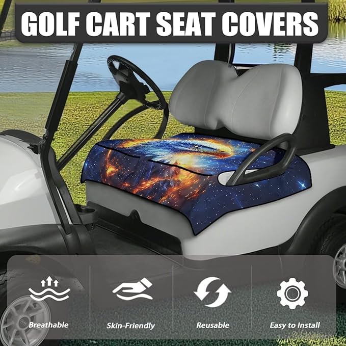 Biyejit Golf Cart Seat Covers with 4 Pockets Golf Cart Seat Towel Blanket Fits 2-Seat Golf Carts, Golf Cart Accessories