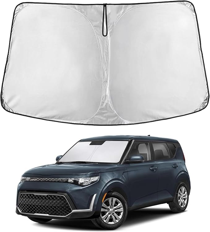 EcoNour Windshield Sunshade for Kia Soul 2020-2024 2025 2026, Sun Visor for Front Windshield & Window Sun Shade Cover, UV Heat Blocker & Protector, Car Accessories