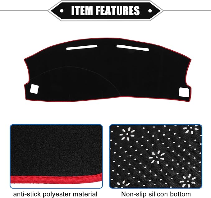 Dashboard Cover Compatible for Dodge Charger 2005-2007, Nonslip Polyester Red Dash Cover Mat Dash Board Protector Cover