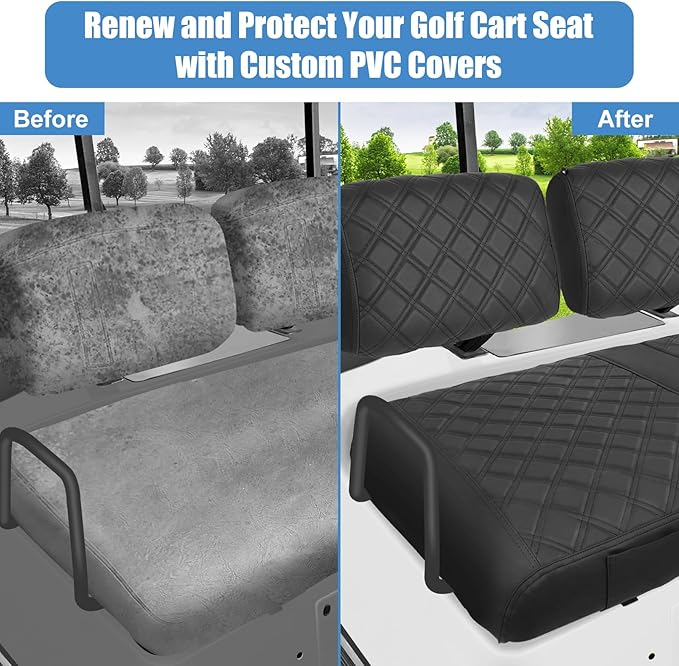 MOSNAI Golf Cart Seat Cover for Yamaha G22 G19 G16 G9 G2, Golf Cart Front Seat Cover Fit OEM Ordinary Seat Cushion, Concave and Convex Design Appearance, Thick Vinyl Leather Comfortable/Breathable
