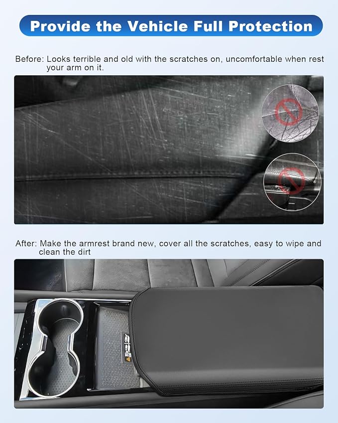 CDEFG for 2024 2025 2026 Chevy Blazer EV Center Console Cover for 2024 2025 2026 Chevrolet Blazer EV LT/RS Accessories Armrest Cover Blazer EV Middle Console Pad Arm Rest Cushion (Black Leather)