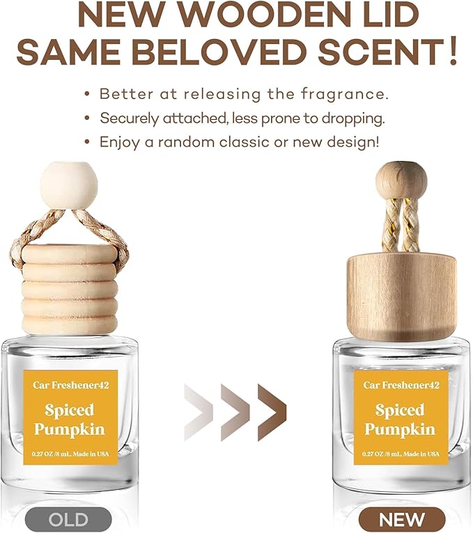 C Classy Hanging Car Air Freshener 2 Pack, Spiced Pumpkin Essential Oil Diffuser, Long-Lasting Fragrance, Cute Glass Bottle Car Accessories for Women & Men, Made in USA