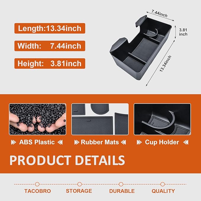 TACOBRO Center Console Hanging Organizer Box Compatible with 2019-2025 2026 Chevy Silverado/GMC Sierra 1500 and 2020-2026 Silverado/Sierra 2500HD 3500HD Accessories, Split Bench Seat ONLY