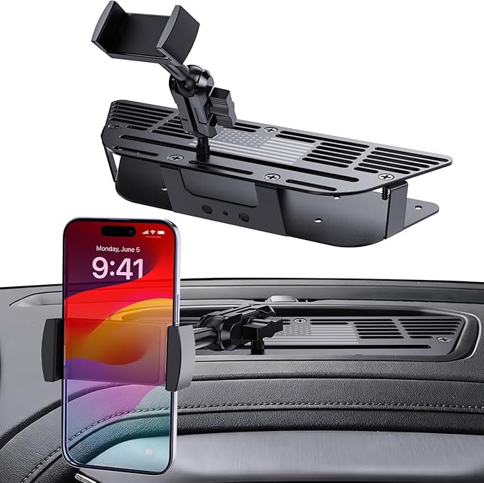 Surfcabin Dash Platform Phone Mount Compatible with 2019 2020 2021 2022 2023 2024 2025 Chevy Silverado & 2019-2021 GMC Sierra 1500 Accessories Metal Cell Phone Holder