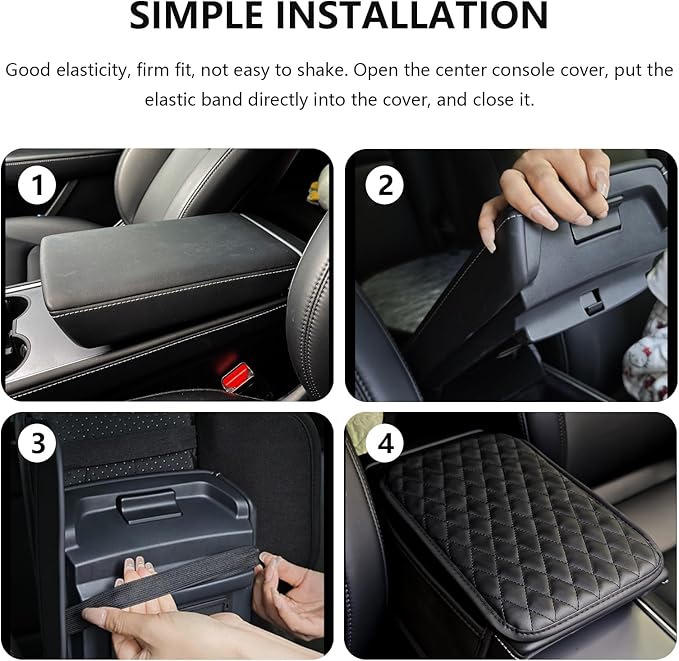 Car Center Console Cover,Microfiber Leather Car Armrest Cover Cushion with Storage Bags, Universal Car Armrest Storage Box Car Interior Accessories for Most Vehicles, Dark Brown