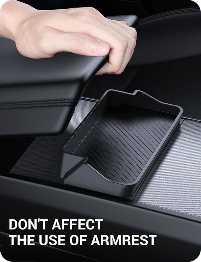 BASENOR 2026 Tesla Model Y Model 3 Center Console Sunglasses Holder, Armrest Key Holder Storage Box for 2025 2026 Model Y Juniper 2024 2025 2026 Tesla 3 Highland