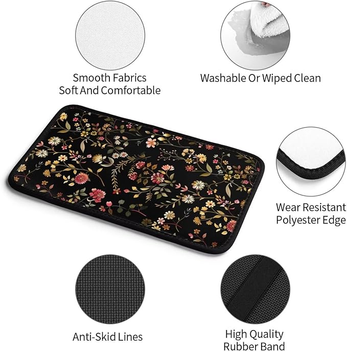 Car Center Console Cover Flower Vintage Retro Armrest Cover Cushion Cute Floral Rustic Universal Car Armrest Seat Box Pad Green Leaf Car Interior Accessories Protector for Most Vehicle