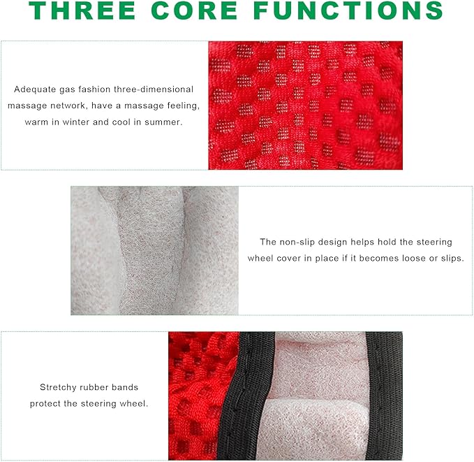 Elastic Steering Wheel Cover, 15"×15" Breathable Ice Silk Steering Wheel Protector, Universal Auto Wheel Wrap Anti-Slip Soft Cover for Ultimate Comfort, Car Accessories (Red)