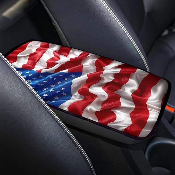 American Pattern Universal Center Console Armrest Soft Pad Protector Cover Non Slip Fits for Most Vehicle,SUV,Truck Car Christmas Decoration