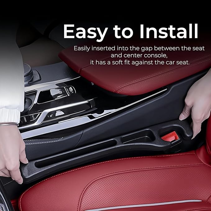 Car Seat Gap Filler, 2-Pack No-Drop Seat Side Gap Seam Filler Organizer with Phone Holder, Universal Fit Fill The Gap Between Seat & Console, Perfect for Car, SUV, Truck