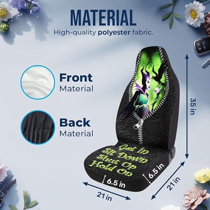 GENANY Evil Queen Car Seat Covers Set of 2, Breathable Front Seat Covers for Truck Sedan SUV, Movie Themed Car Accessories, Witchy Gift for Women Men