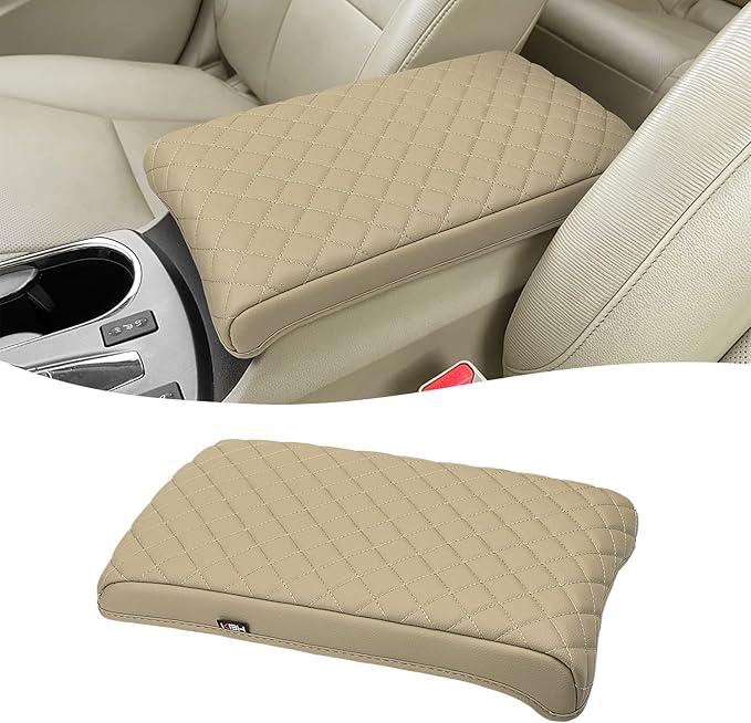 KBH Center Console Armrest Cover for Acura RDX 2013 2014 2015 2016 2017 2018, Middle Console Lid Protector Cushion Pad Accessories, Vinyl Leather, Anti-Scratch, Beige