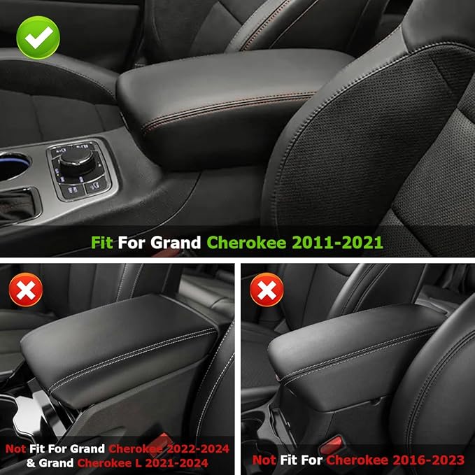 INTGET Car Center Console Armrest Cover for 2011-2020 2021 Jeep Grand Cherokee Accessories Arm Rest Box Pad Console Lid Protection Saver for Grand Cherokee Console Cover(Carbon Fiber Texture)