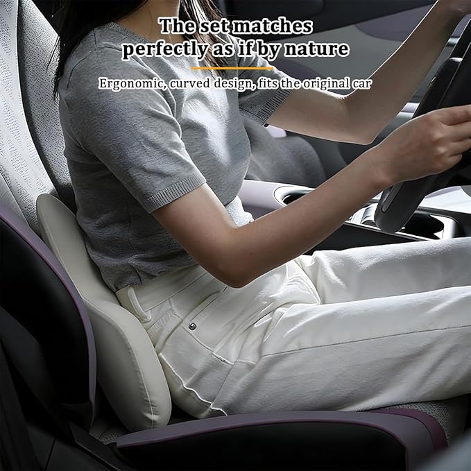 Lumbar Support Pillow for Car, Memory Foam Ergonomic Vehicle Seat Back Support Pillow for Driving, Automotive Interior Pain Relief Back Pillow, Universal for SUV RV Lorry