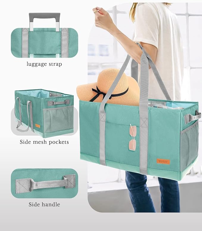 WONDAY Extra Large Utility Tote Bag - Standing Reusable Grocery Bag with Handle