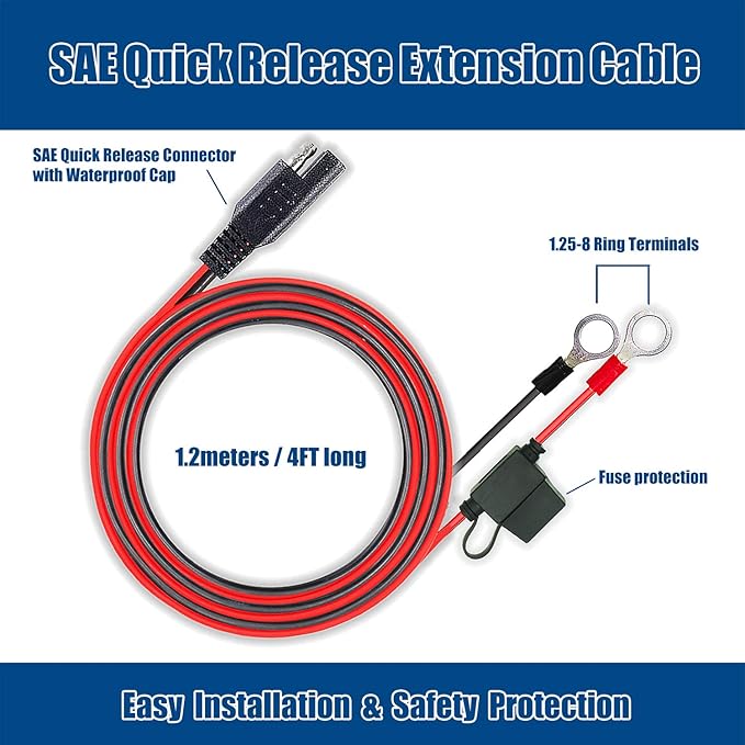 MOTOPOWER MP0609AA 3.1Amp Motorcycle USB Port Kit SAE to USB Adapter Cable with SAE Cap