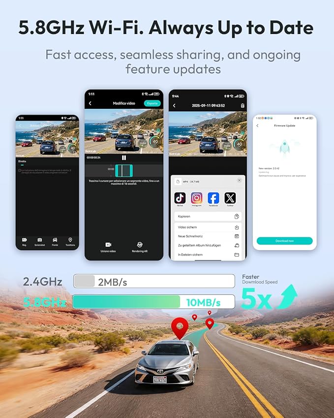 BOTSLAB 4K Dual Dash Cam Front and Rear [2026 Upgraded], STARVIS 2 Sensor, 64GB Card Included, Voice Control, 5GHz WiFi Dashcam Front and Rear Camera, Built in GPS, WDR Night Vision, 24H Parking Mode