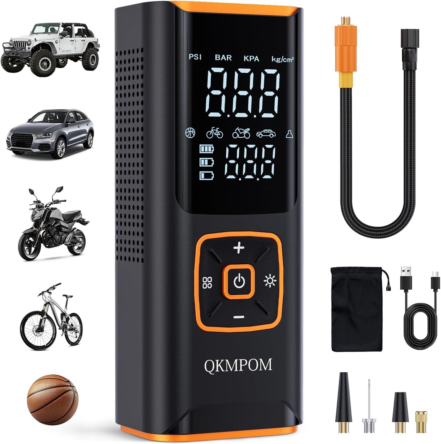 Tire Inflator Portable Air Compressor, 6X Faster 180 PSI Cordless Air Compressor, Air Pump with Pressure Gauge - Portable Tire Inflator for Car, Pickup, Motor, Bicycle, Balls and More