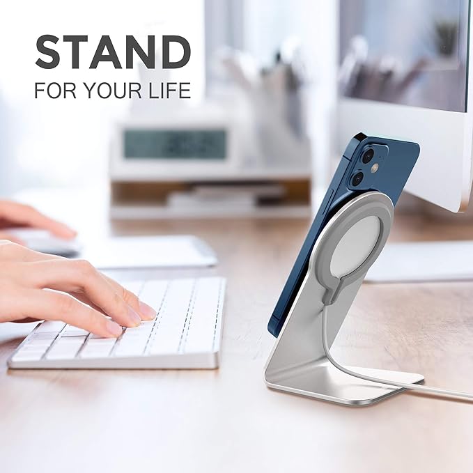 Stand for MagSafe Charger, CreaDream Aluminum Stand Holder for iPhone 16 15 14 13 12 Series, Magsafe Accessories Compatible with iPhone 16 15 14 13 12 Plus, Pro, Pro Max [MagSafe Charger Not Included]