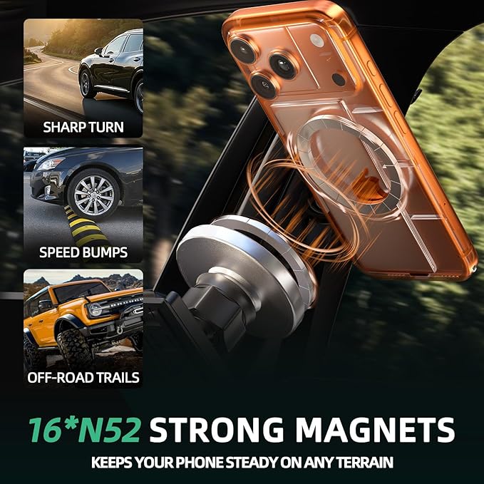 Magnetic Phone Holder for Volkswagen Atlas (2024 2025 2026, 12inch) / VW Altas Cross Sport, 15W Wireless Car Charger for iPhone & Samsung, 360 & Hands Free, with Storage Box, New Car Accessories