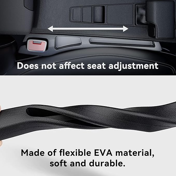 Car Seat Gap Filler Organizer, 2PCS Multifunctional Vehicle Fill Gap Blocker with Storage Slot Between Seat & Console, Anti-Drop Auto Interior Organization, Universal Fit (Black)
