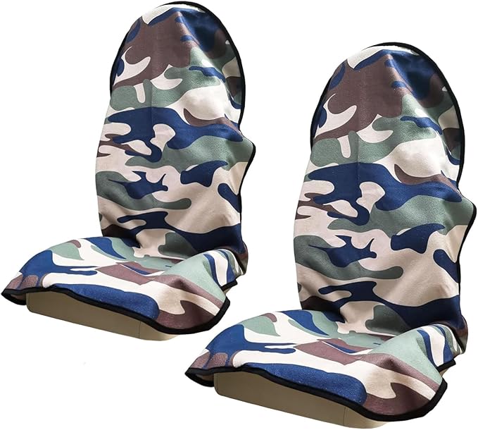 Car Seat Covers 2pcs Waterproof Towel Car Seat Cover Universal Fit for Most Trucks SUV Fitness Athletes Pets Gym and Water Sport，Camouflage