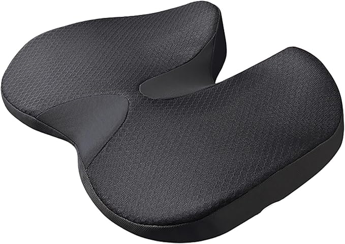 Car Seat Cushion for Long Driving, Ergonomic Memory Foam Seat Cushion, Car Seat Cushion for Back Pain and Lumbar Support Non Slip and Easy Clean for Driving Gaming Chair and Travel C Black