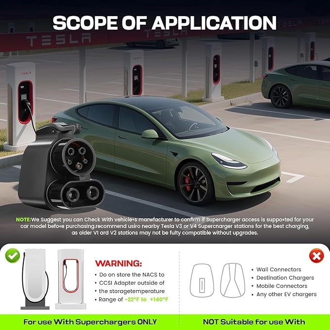 NACS to CCS1 Charger Adapter Compatible with Tesla Superchargers, Upgraded Tesla Supercharger to CCS1 Charger Adapter (500A, 1000V), Fast Charge for Electric Vehicle