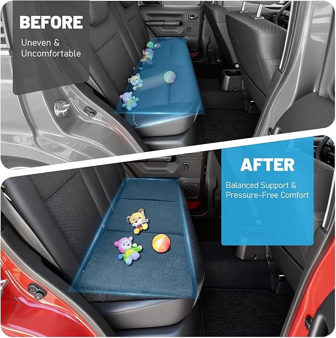 Car Seat Wedge Cushion 3Pcs, Comfortable Car Back Seat Gap Filler to Level Car Backseat, Automotive Foam Wedge Pad for Travel Truck Camping Office & Napping, Black