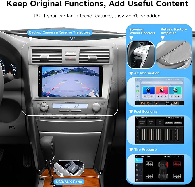 Dasaita 6GB+64GB Car Stereo Radio for Toyota Camry 2007-2011 with Wireless Carplay & Android Auto, Android 13 GPS Navigation Head Unit, 9" QLED Touchscreen, Plug and Play, Voice Control