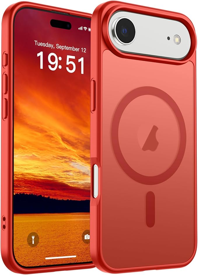 SUPFINE Magnetic for iPhone Air Case (Compatible with MagSafe)(Military Grade Drop Protection) Slim Translucent Matte Shockproof with Anti-Fingerprint Phone Cover for 17 Air,Red