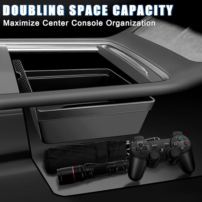 5Pcs Center Console Organizer Tray Compatible for Tesla Model Y Accessories 2024-2021 Armrest Hidden Drawer Storage Box Cup Holder (Not Compatible for Model 3 Highland & Model y Juniper)