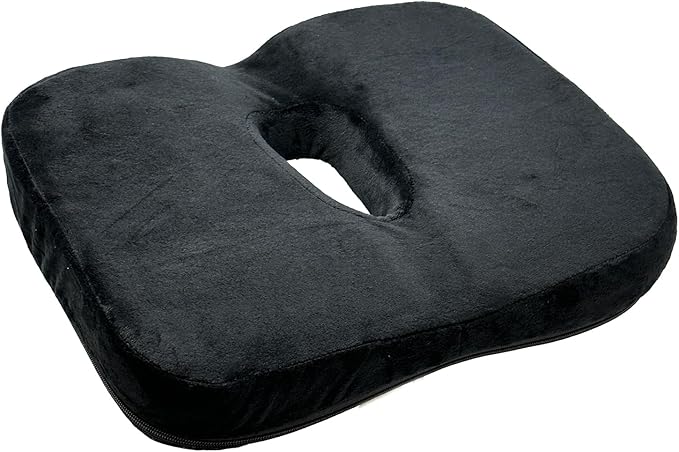 Seat Cushion - Memory Foam Sitting Pillow - Car Seat & Office Chair Cushion - Slip-Resistant with Soft Surface (1 Pack, Curved Shape)