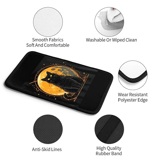Black Cat Yellow Eyes Car Auto Armrest Cushion Cover Accessories Center Console Seat Box Pad Protector Universal Decoration for Most Vehicle SUV Truck