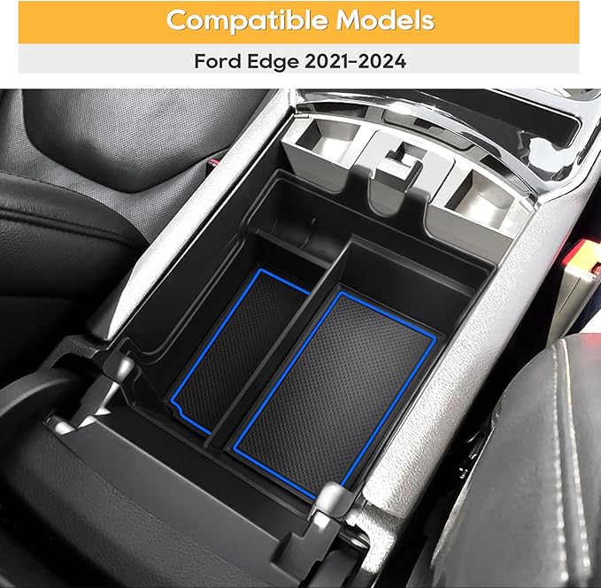LFOTPP Edge Console Organizer for Ford Edge Console Tray [SE/SEL/ST-Line/Titanium/ST] ABS Storage Tray, EZ to Install, Keep Tidy & Organized, Blue