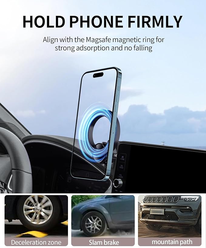 MaserWeller Car Phone Holder for Honda Civic 11th Gen 2022 2023 2024 2025 2026 Accessories 7/9-inch Screen 360° Rotation Phone Mount Compatible with MagSafe iPhone Accessories