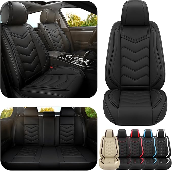 Car Seat Covers for Lexus ES 350 2007-2025, Premium Nappa Leather Car Seat Cover, Stylish Sport Seat Covers， Automobile Seat Cover Sets.(Standard 5 Seats/Pure Black)