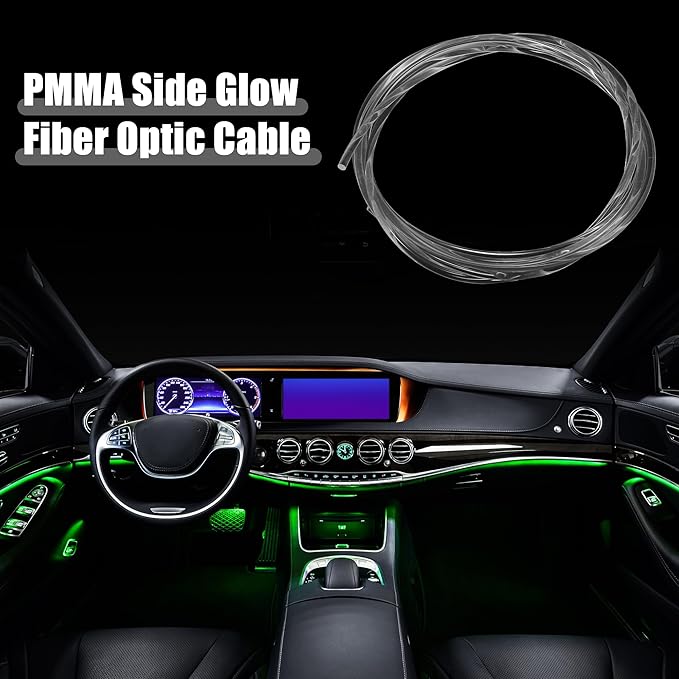 ACROPIX 2.5m 8.20ft 4mm 0.16" Transparent Universal PMMA Optic Fiber Side Glow Cable Fiber Optic Cable for Car - Pack of 1
