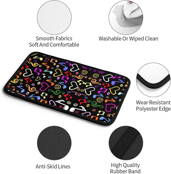 Car Armrest Cover Auto Center Console Pad Arm Rest Cushion Soft Car Accessories Universal for Most Vehicle (Musical Notes Pattern Design)