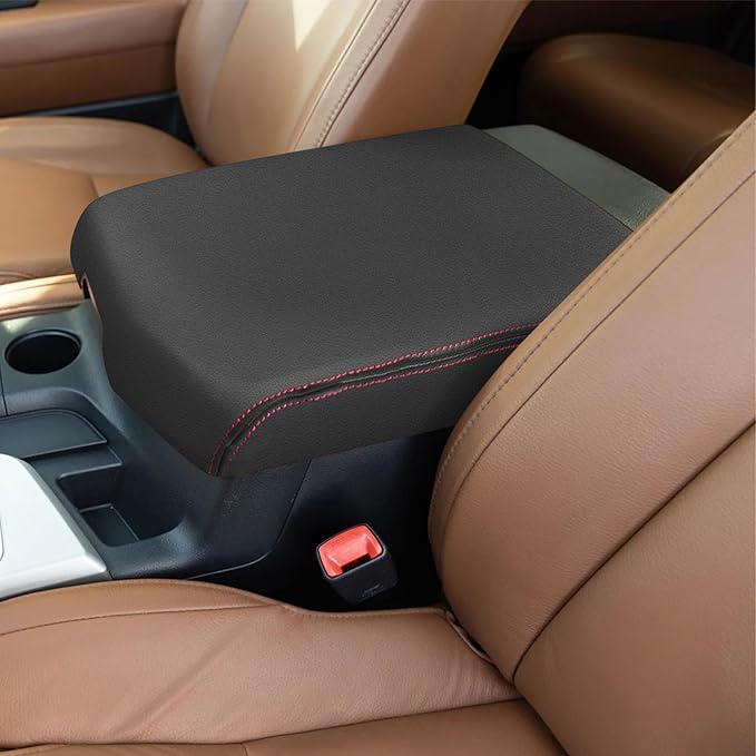 Compatible with Center Console Armrest Cover for Toyota Sequoia 2008-2022 & Tundra 2007-2013 Leather Arm Rest Storage Box Lids Cushion Protector Pad