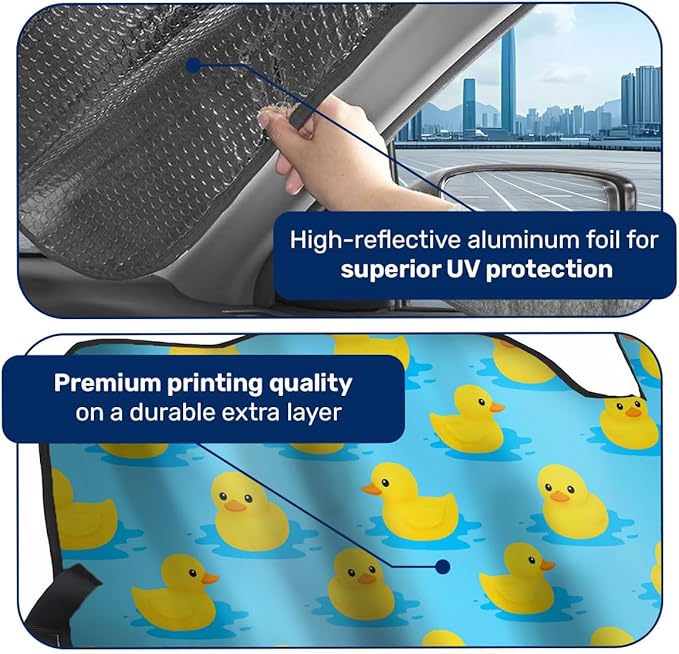 GENANY Blue Rubber Duck Windshield Sun Shade for Car SUV Truck (55x30 Inches), Sun Shade Windshield, Shades for Windows, Protector Blocks UV, Car Decor