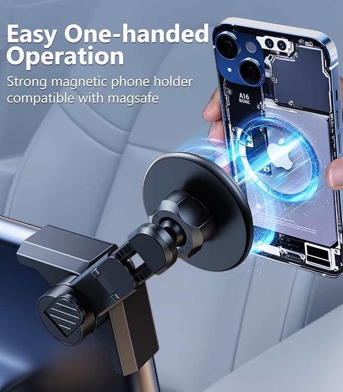 Tesla Phone Mount for Tesla Model Y/3 2026 2025 2024 2023 2022, 360°Swivel Car Accessories for Tesla Screen Magnetic Phone Holder Stand, (for Tesla Model Y(Juniper)/3(Highland)/X/Cybertruck)
