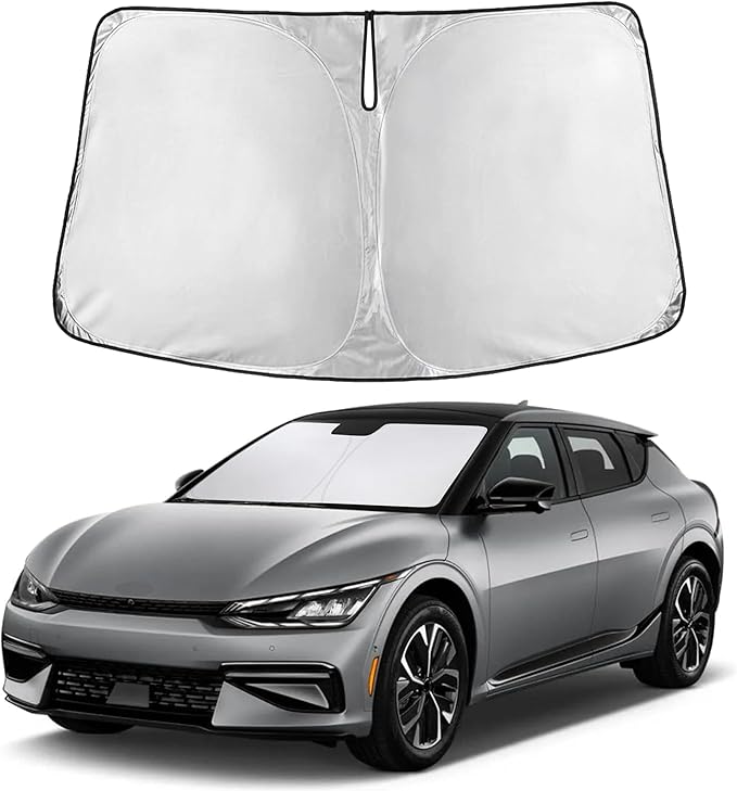 EcoNour Windshield Sunshade Compatible for Kia EV6 2022-2023 2024 2025, Sun Visor for Front Windshield & Window Sun Shade Cover, UV Heat Blocker & Protector, Car Accessories