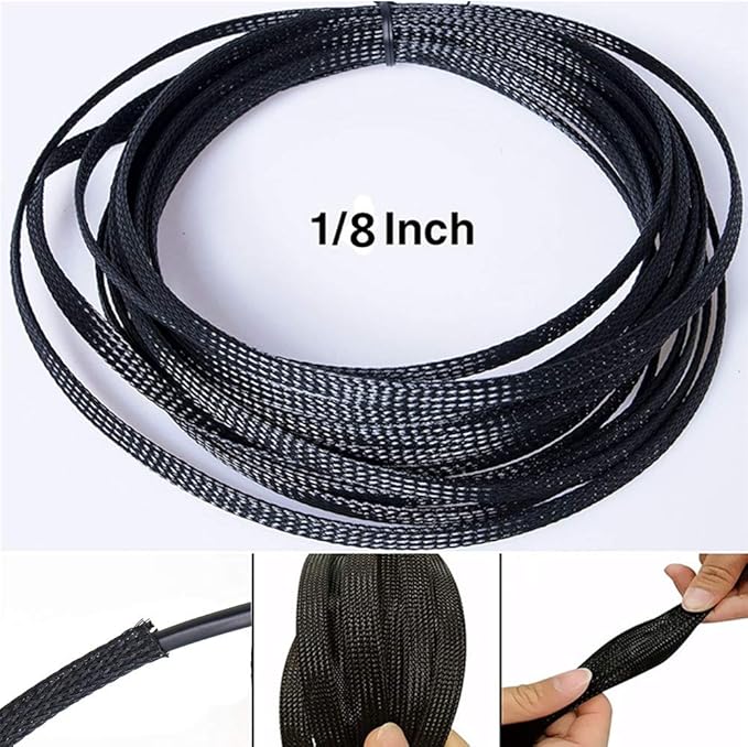 25ft - 1 Inch Cable Management Sleeve Protector,Wire Loom PET Expandable Wire Sleeving for Office TV Computer Home Theater Engine Bay Cord Organizer,Protect Cables from Pet Cat Dog Chewing,BlackBlue