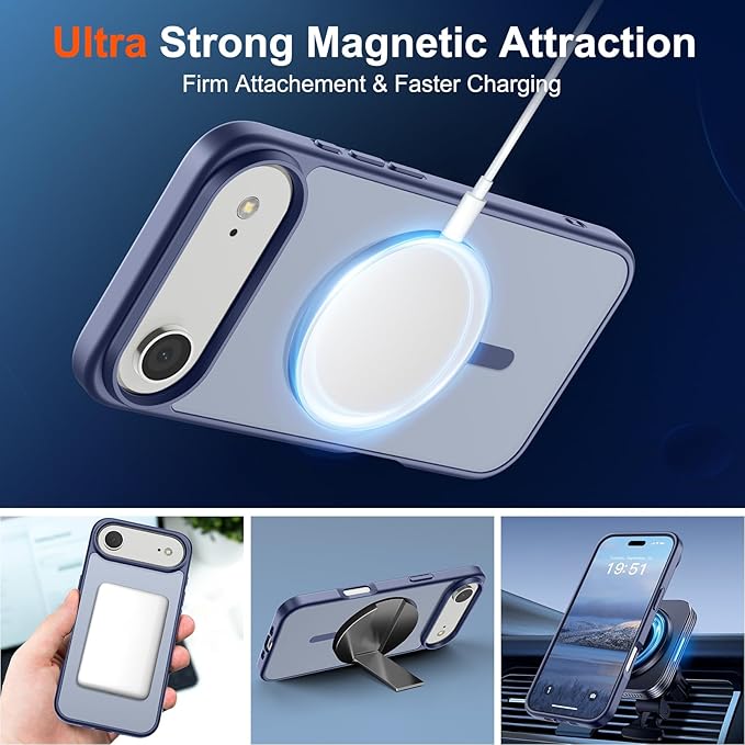 SUPFINE Magnetic for iPhone Air Case (Compatible with MagSafe)(Military Grade Drop Protection) Slim Translucent Matte Shockproof with Anti-Fingerprint Phone Cover for 17 Air,Lavender Gray