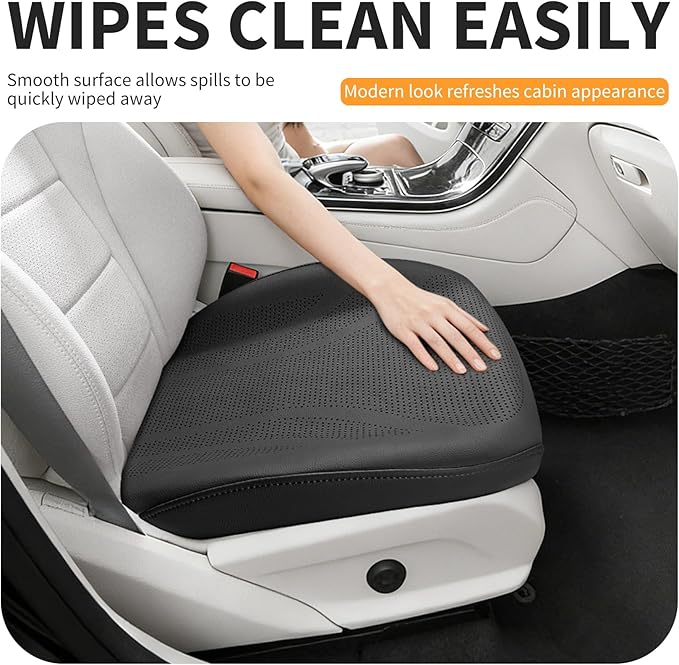 CAPITAUTO 1 Piece Front Seat Covers Perforated Faux Leather Bottom Car Seat Covers Front Seats only, Super Breathable Anti-Slip,Universal Full Wrapping Edge Fit for Most Sedans SUV Pick-up (Black)