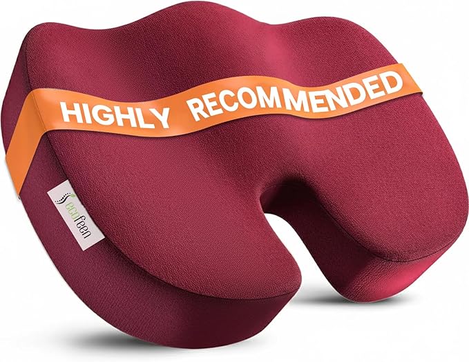 Seat Cushion – Memory Foam, Non-Slip Orthopedic Coccyx Support Pad for Office Chairs, Car Seats & Home, Ergonomic Tailbone, Sciatica & Lower Back Pain Relief